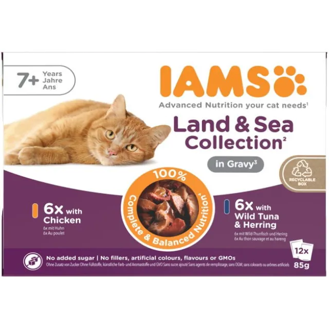 Iams Cat Advanced Nutrition Senior 7+ Years Land & Sea Collection in Sauce 12x85 g