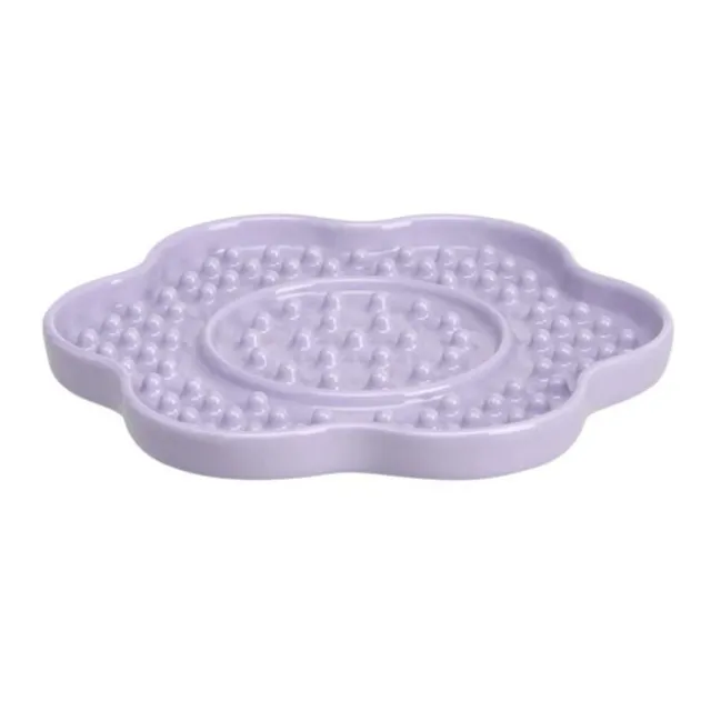 Little&Bigger Tasty Yummy Mat Slikkematte i Keramikk Lilla Blomst 18 cm